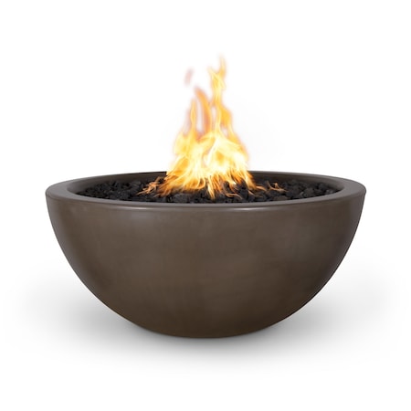 The Outdoor Plus 30 Round Luna Fire Bowl - GFRC Concrete - Chocolate - Match Lit - Natural Gas OPT-LUNFO30-CHC-NG